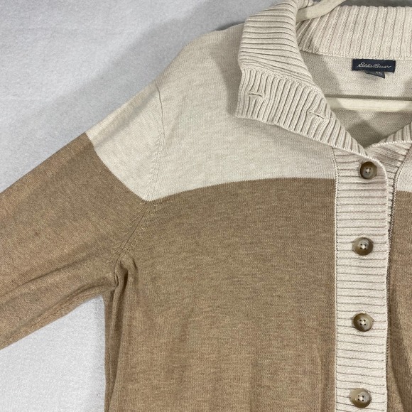 Eddie Bauer Sweater Womens 2XL Tan Henley Button Mock Neck Long Sleeve Knit - Picture 4 of 8